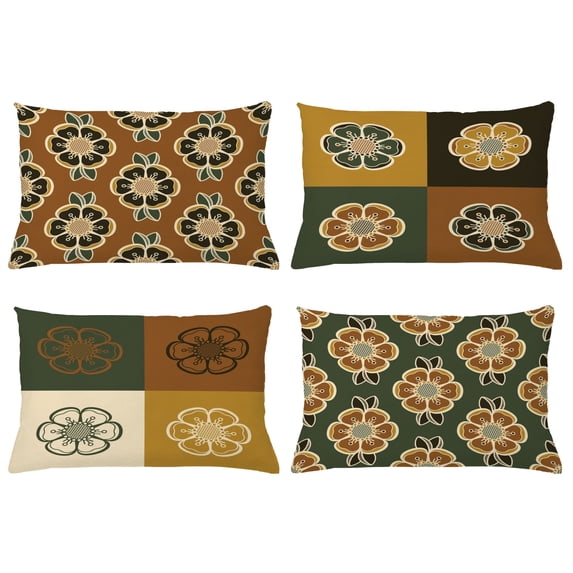 Ambesonne Throw Pillow Cover 4 Pack, , 12"x20", Reseda Green and Brown