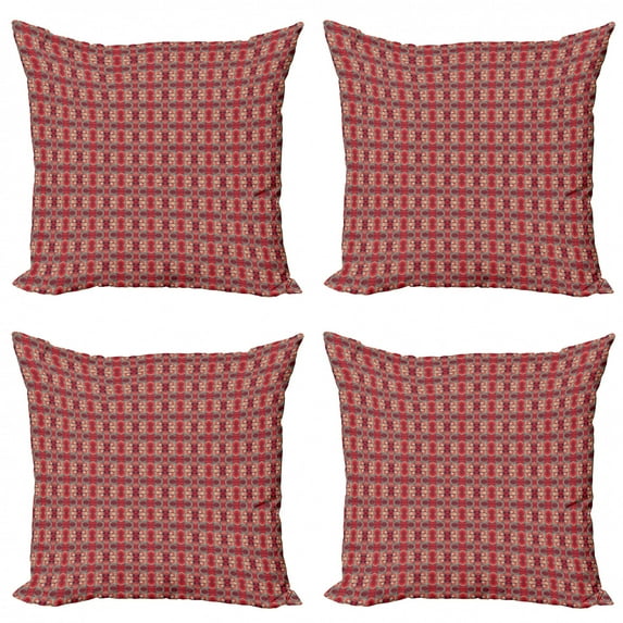 Ambesonne Retro Throw Pillow Cover 4 Pack, Vintage Circular Design, 24", Multicolor