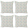 thumbnail image 1 of Retro Throw Pillow Cushion Case Pack of 4, Pattern with Various Size Colorful Simplistic Spirals Swirls on White Background, Modern Accent Double-Sided Print, 4 Sizes, Multicolor, by Ambesonne, 1 of 2