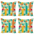 thumbnail image 1 of Ambesonne Retro Throw Pillow Cover 4 Pack, Funky Mosaic Forms, 18", Multicolor, 1 of 5