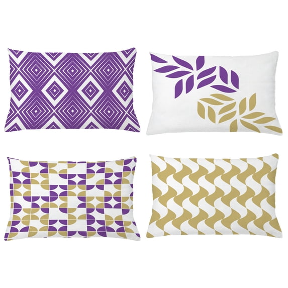 Ambesonne Throw Pillow Cover 4 Pack, , 12"x20", Violet Camel and White