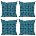 thumbnail image 1 of Ambesonne Retro Throw Pillow Cover 4 Pack, Vintage Geometric Pattern, 18", Dark Blue Pale Blue, 1 of 2