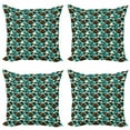 thumbnail image 1 of Retro Throw Pillow Cushion Case Pack of 4, Weathered Texture of Geometrical Composition with Moire and Intersecting Circles, Modern Accent Double-Sided Print, 4 Sizes, Multicolor, by Ambesonne, 1 of 2