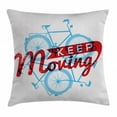 thumbnail image 1 of Retro Throw Pillow Cushion Cover, Keep It Moving Motivational Phrase Hipster Lifestyle Bicycle Grunge Display, Decorative Square Accent Pillow Case, 20 X 20 Inches, Sky Blue Red Coconut, by Ambesonne, 1 of 2