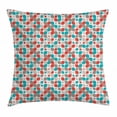 thumbnail image 1 of Retro Throw Pillow Cushion Cover, Old Fashioned Style Abstract Mosaic Grid Inspired Floral Pattern Classical, Decorative Square Accent Pillow Case, 18 X 18 Inches, Grey Turquoise Red, by Ambesonne, 1 of 2