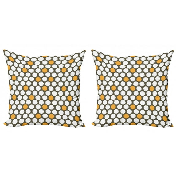 Ambesonne Retro Throw Pillow Cover 2 Pack, Bicolor Grunge Style Dots, 18", Dark Taupe Orange