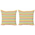 thumbnail image 1 of Ambesonne Geometric Throw Pillow Cover 2 Pack, Triangles Colorful, 24", Dark Coral Pale Green, 1 of 2