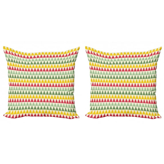 Ambesonne Geometric Throw Pillow Cover 2 Pack, Triangles Colorful, 24", Dark Coral Pale Green