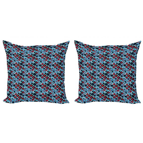 Ambesonne Retro Throw Pillow Cover 2 Pack, Abstract Squares Design, 24", Multicolor