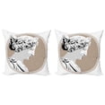 thumbnail image 1 of Ambesonne Retro Throw Pillow Cover 2 Pack, Folk, 18", Pale Grey Tan, 1 of 2
