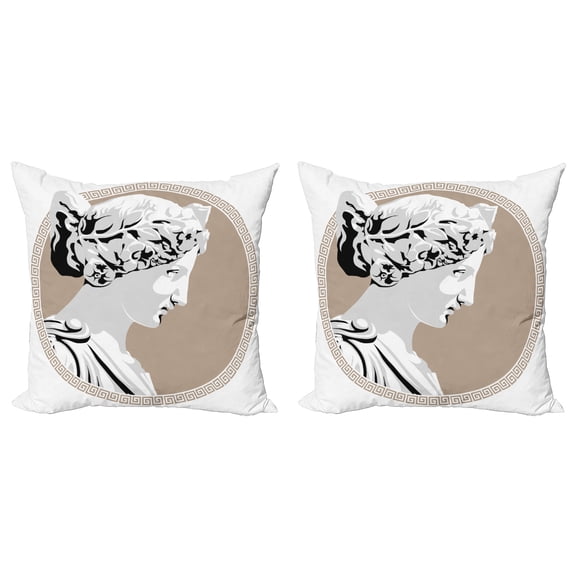 Ambesonne Retro Throw Pillow Cover 2 Pack, Folk, 18", Pale Grey Tan