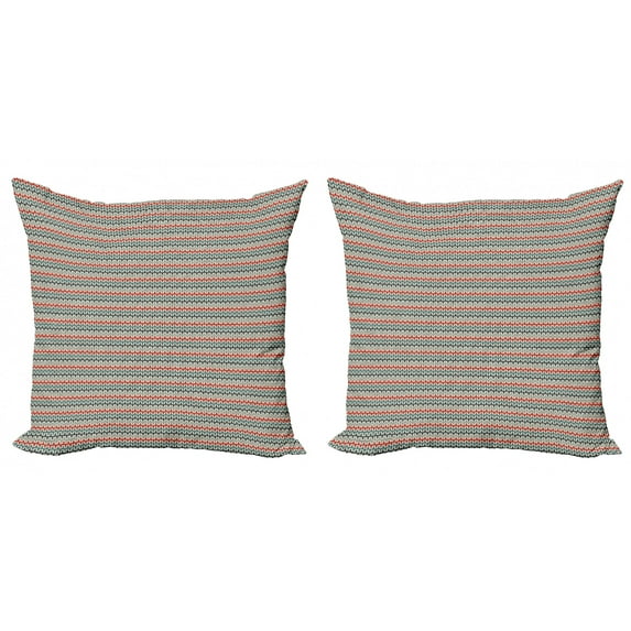 Ambesonne Retro Throw Pillow Cover 2 Pack, Geometric Angled Lines, 24", Multicolor
