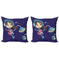 thumbnail image 1 of Ambesonne Retro Throw Pillow Cover 2 Pack, Little Girl in Space, 16", Multicolor, 1 of 2
