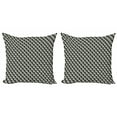 thumbnail image 1 of Retro Throw Pillow Cushion Cover Pack of 2, Monochrome Geometric Shape Modern Optical Illusion Inspired Diagonal Art, Zippered Double-Side Digital Print, 4 Sizes, Eggshell Charcoal Grey, by Ambesonne, 1 of 2
