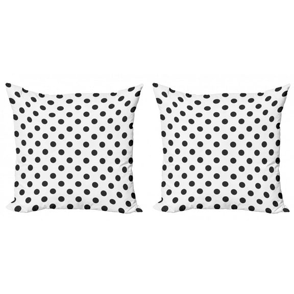 Ambesonne Retro Throw Pillow Cover 2 Pack, Nostalgic Polka Dots Art, 18", Charcoal Grey