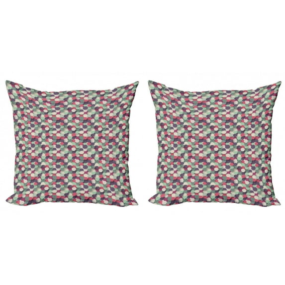 Retro Throw Pillow Cushion Cover Pack of 2, Pattern of Dots Big Spots Hand Drawn Style Simple Brushstrokes Pastel Colors, Zippered Double-Side Digital Print, 4 Sizes, Multicolor, by Ambesonne