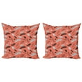 thumbnail image 1 of Retro Throw Pillow Cushion Cover Pack of 2, Pattern of Flying Feathers Drawn by Hand Bohemian Style Setting, Zippered Double-Side Digital Print, 4 Sizes, Salmon Charcoal Grey, by Ambesonne, 1 of 2