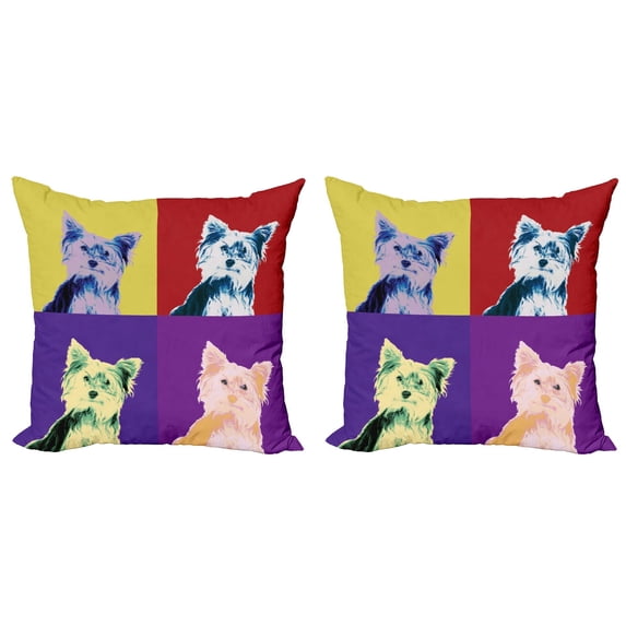 Ambesonne Retro Throw Pillow Cover 2 Pack, Colorful Portrait Vintage, 20", Multicolor
