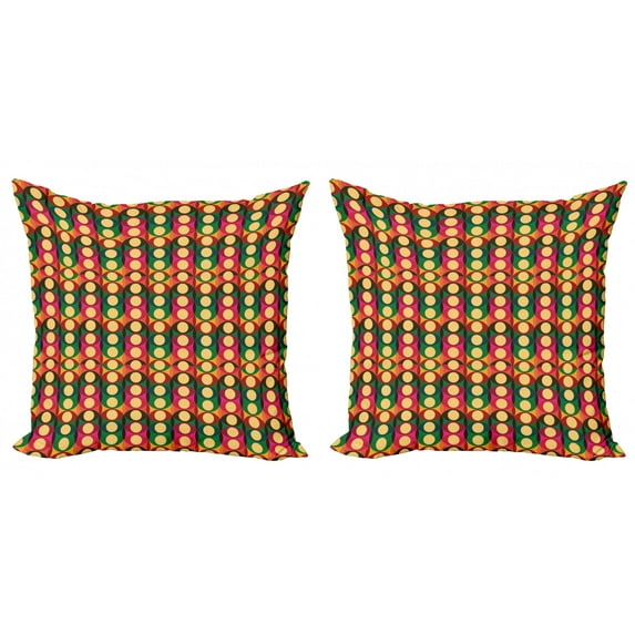 Ambesonne Retro Throw Pillow Cover 2 Pack, Pop Art Geometric Pastel, 20", Multicolor