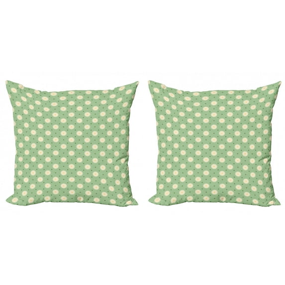 Ambesonne Garden Throw Pillow Cover 2 Pack, Spring Plants Yard, 16", Pale Green Cream Yellow