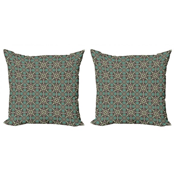 Ambesonne Retro Throw Pillow Cover 2 Pack, Vintage Flowers Leafage, 20", Multicolor