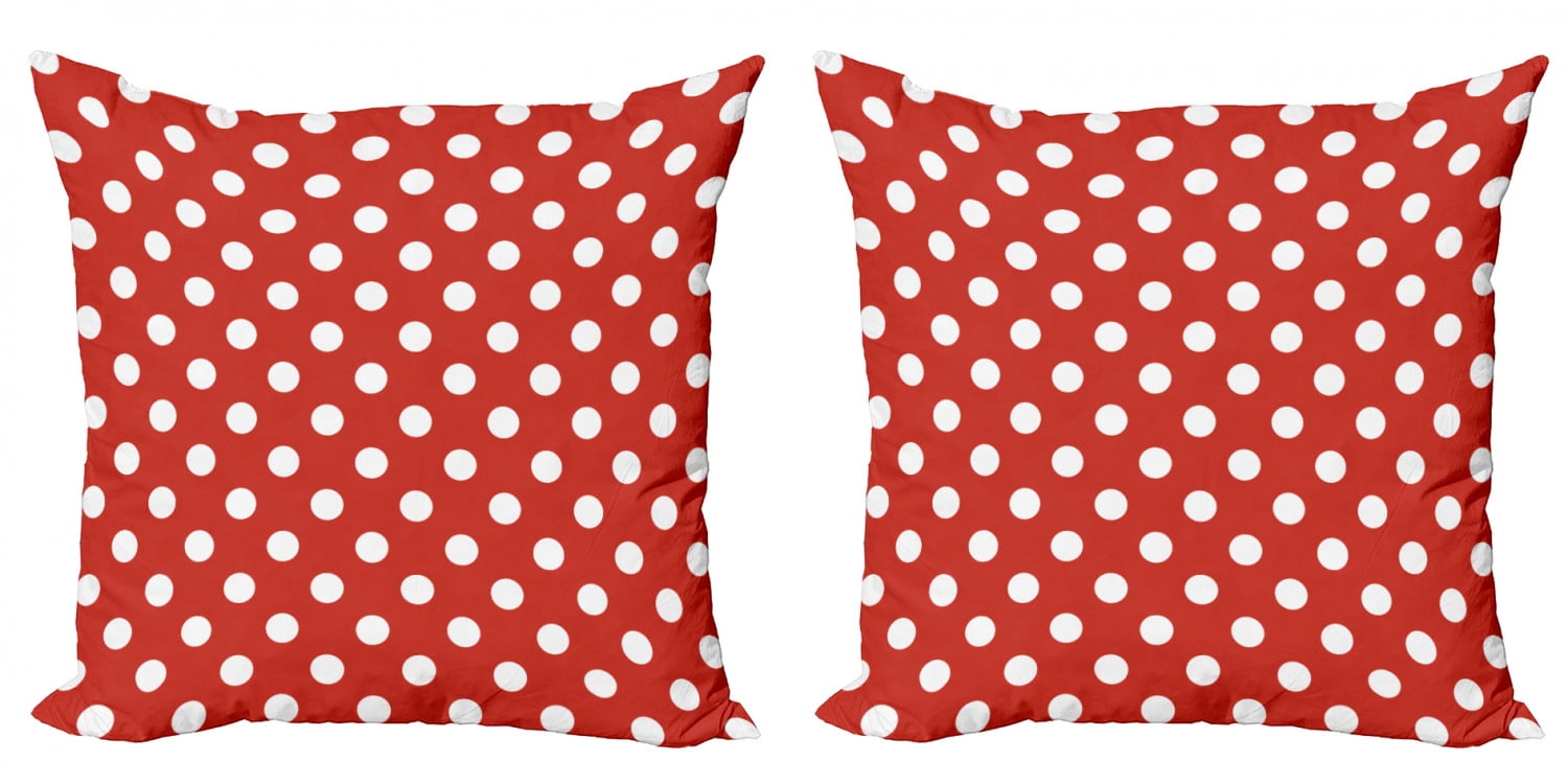 Retro Throw Pillow Cushion Cover Pack of 2, Vintage Polka Dots Big Plain Circular Round Forms