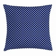thumbnail image 1 of Retro Throw Pillow Cushion Cover, Pattern with White Polka Dots on a Sailor Navy Dark Blue Background Vintage Tile, Decorative Square Accent Pillow Case, 16 X 16 Inches, White Navy Blue, by Ambesonne, 1 of 2