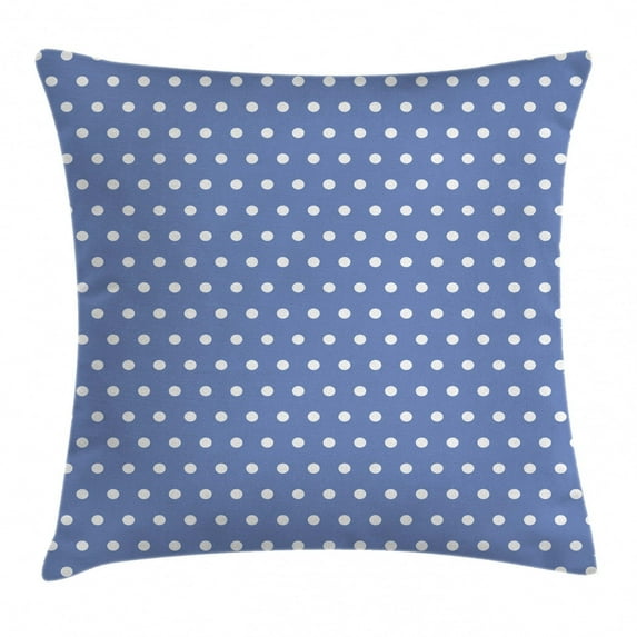 Retro Throw Pillow Cushion Cover, White Polka Dots on Blue Background Romantic Classical Vintage Style Pattern, Decorative Square Accent Pillow Case, 18 X 18 Inches, Violet Blue White, by Ambesonne