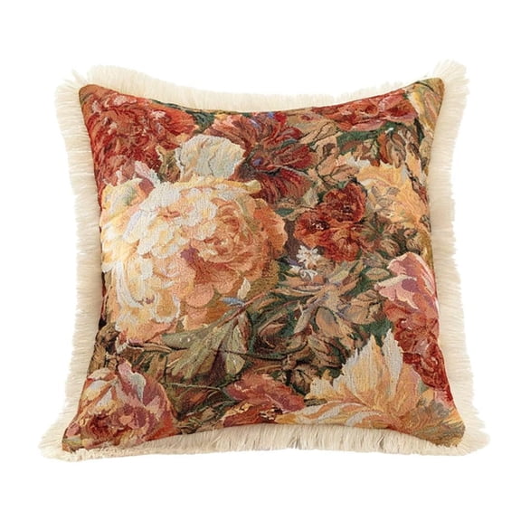 Retro Throw Pillowcase Tassel Flower Cushion Cover Car Square Sofa