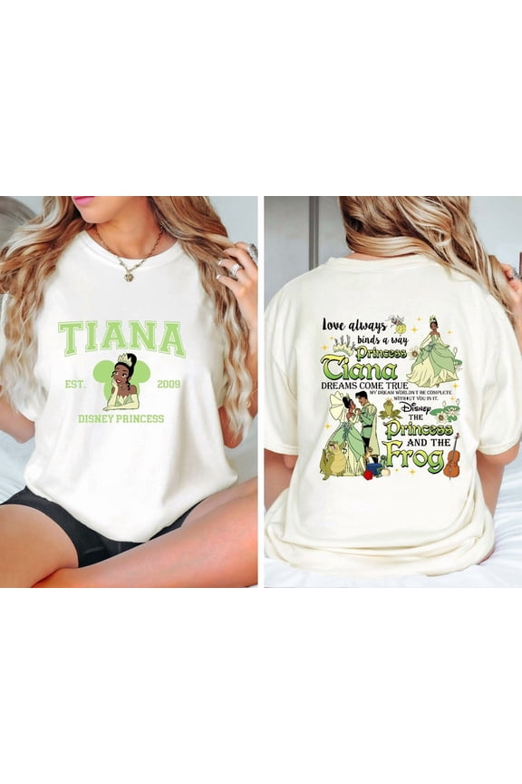 Retro Tiana Princess Comfort Color T-Shirt, Disney Princess Shirt, Princess and the Frog, Disney Tiana Shirt, Disney Girl Trip Tee,Ivory color,size L