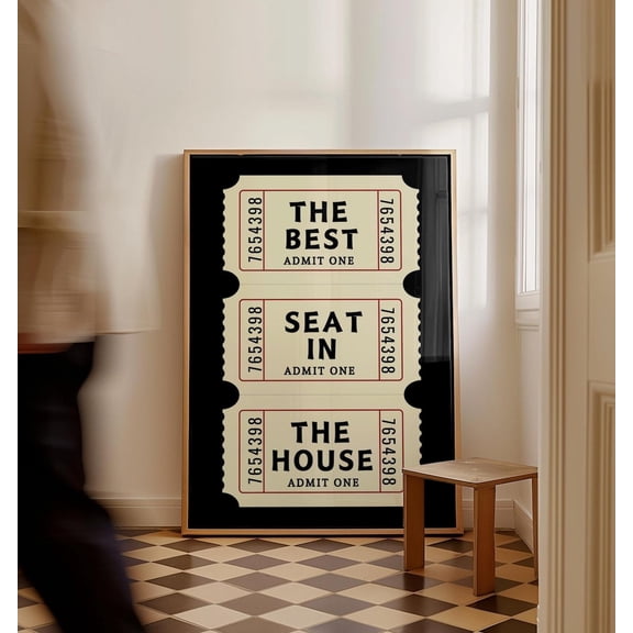 Retro Ticket Stub Poster, Bathroom Art, 24x36 UNFRAMED