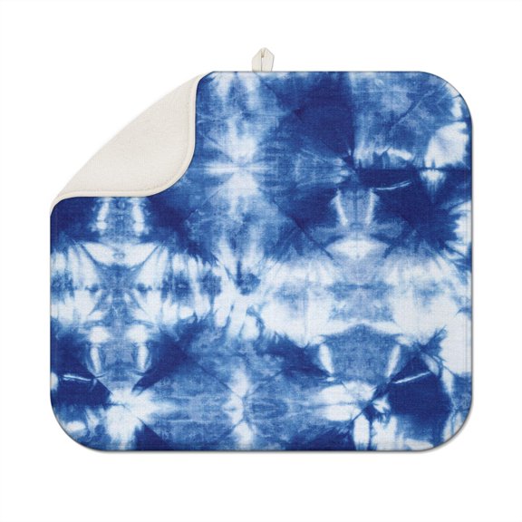 Retro Tie Dye Absorbent Dish Drying Mat - Multipurpose Microfiber Heat Resistant Sink Pad, Vintage Hippie Style Quick-Dry Counter Protector, Machine Washable Bohemian Tie Dye Kitchen Mat