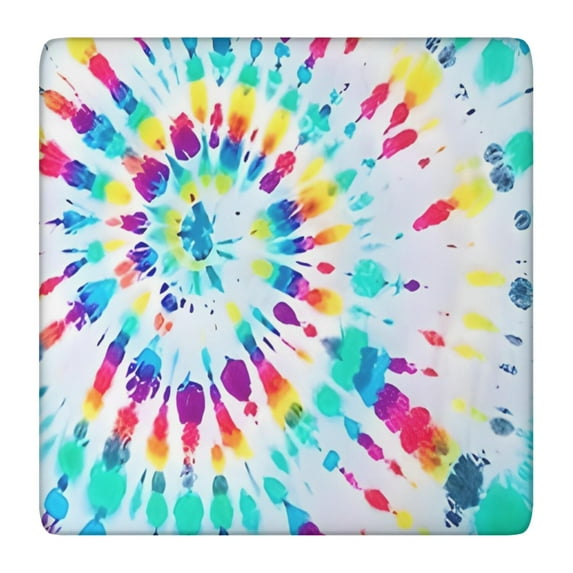 Retro Tie Dye Fitted Tablecloth - Abstract Psychedelic Swirl Elastic Table Cover, Soft & Durable, Machine Washable for Indoor/Outdoor Use (36" x 36")