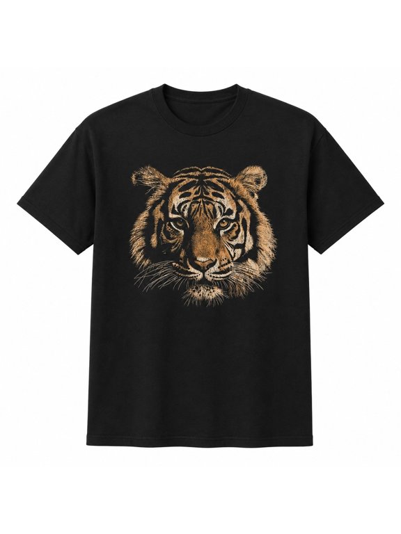 Retro Tiger Graphic T-Shirt, Vintage Wild Cat Unisex Classic Fit Tee