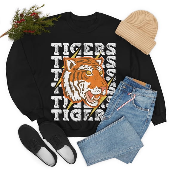 Retro Tigers School Spirit Sweatshirt, Vintage Tiger Lover Pullover Gift