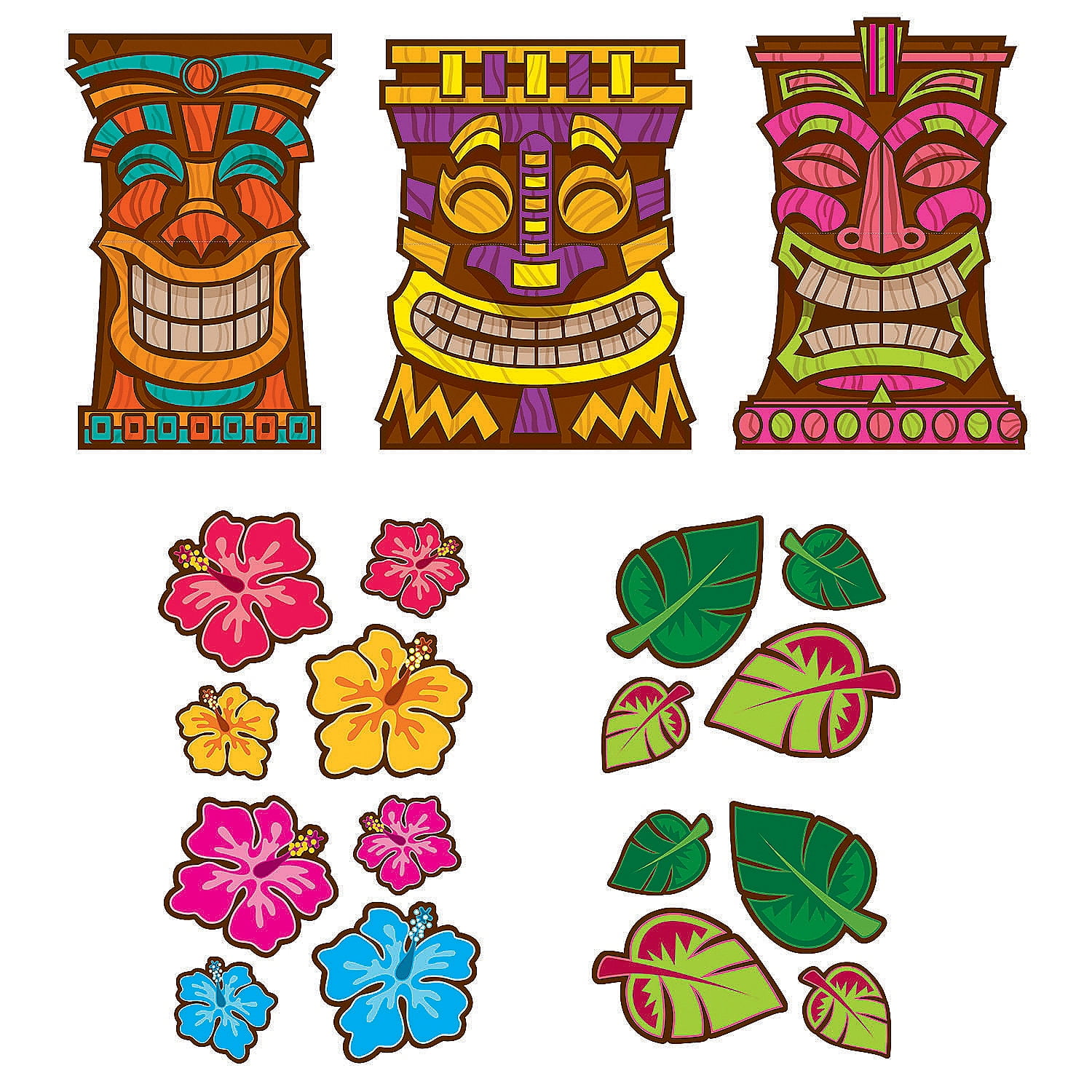 Retro Tiki Cutouts, Party Decor, Luau, 19 Pieces - Walmart Business Supplies, image size:1500x1500