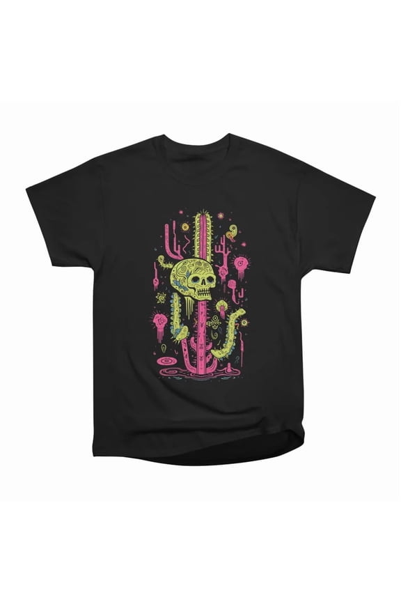 Retro Tiki Desert Cactus Skull T-Shirt Tee Gift For Him Merch For Her Apparel For Friend
