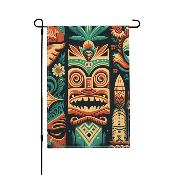 Retro Tiki Hawaiian Vintage Garden Flag Outdoor House Flags 12 X 18 Inch Banner Yard Home Decoration
