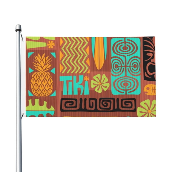 Retro Tiki Tribal Hawaiian Flag 3X5 Ft Garden Yard House Flags Banner Sign Outdoor Indoor Party Home Garden Decoration
