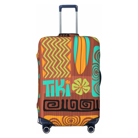 Retro Tiki Tribal Hawaiian Travel Luggage Cover Suitcase Protector Fit for 18-21 Inch Baggage