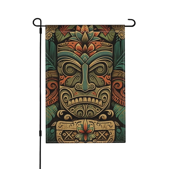 Retro Tiki Tribal Hawaiian Vintage Garden Flag Outdoor House Flags 12 X 18 Inch Banner Yard Home Decoration