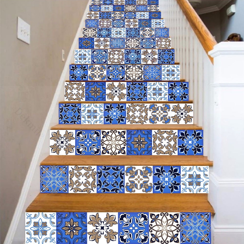 Retro Tile Stair Sticker Self Adhesive Pvc Removable Stairway Wallpaper Home Staircase Decal 7879