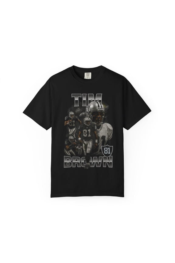 Retro Tim Brown T-Shirt Vintage Bootleg Style Football Tee