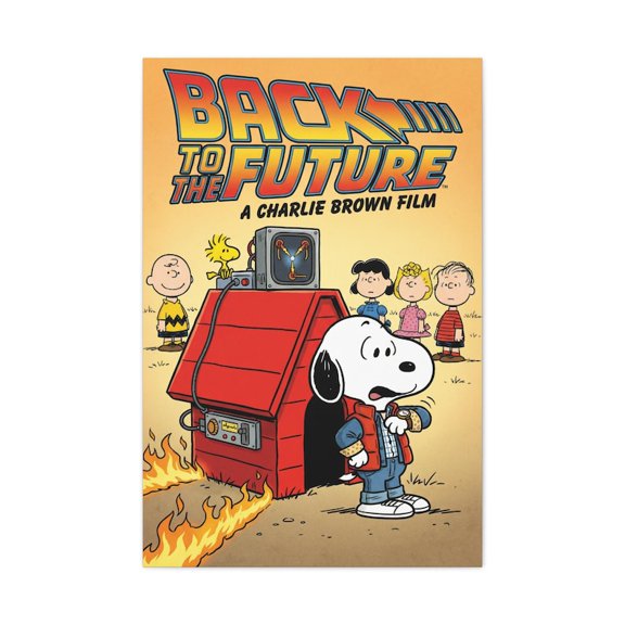Retro Time Travel Cartoon Poster – Back To The Future Parody Comic Dog Movie Style Wall Art 12x18 UNFRAMED