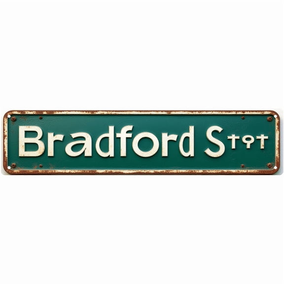 Retro Tin Sign 16*4 Inch Bradford St9t Sign - For Movie Room, Garage, Outdoor | movie room decor, garage decor, outdoor sign