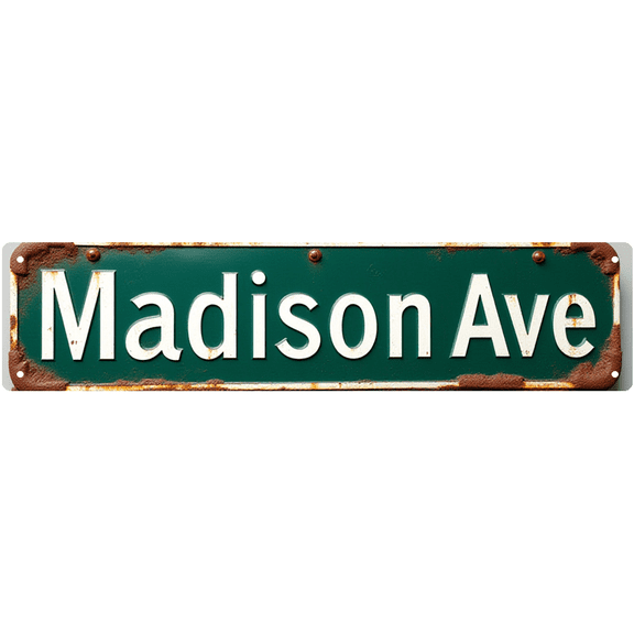 Retro Tin Sign 16*4 Inch Madison Ave Sign - For Man Cave, Kitchen, Patio | man cave decor, retro kitchen decor, patio signs