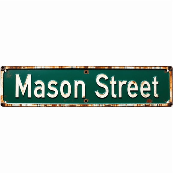 Retro Tin Sign 16*4 Inch Mason Street Sign - For Kitchen, Garage, Outdoor | kitchen signs wall decor, garage decor, outdoor sign