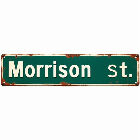 Retro Tin Sign 16*4 Inch Morrison st. Sign - For Man Cave, Bar, Outdoor | man cave accessories, bar decorations for home, outdoor signs