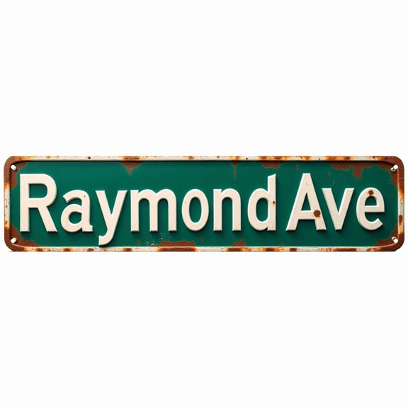 Retro Tin Sign 16*4 Inch Raymond Ave Sign - For Man Cave, Kitchen, Patio | man cave decor, retro kitchen decor, patio signs
