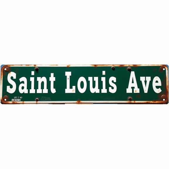 Retro Tin Sign 16*4 Inch Saint Louis Ave Sign - For Kitchen, Garage, Outdoor | kitchen signs wall decor, garage decor, outdoor sign
